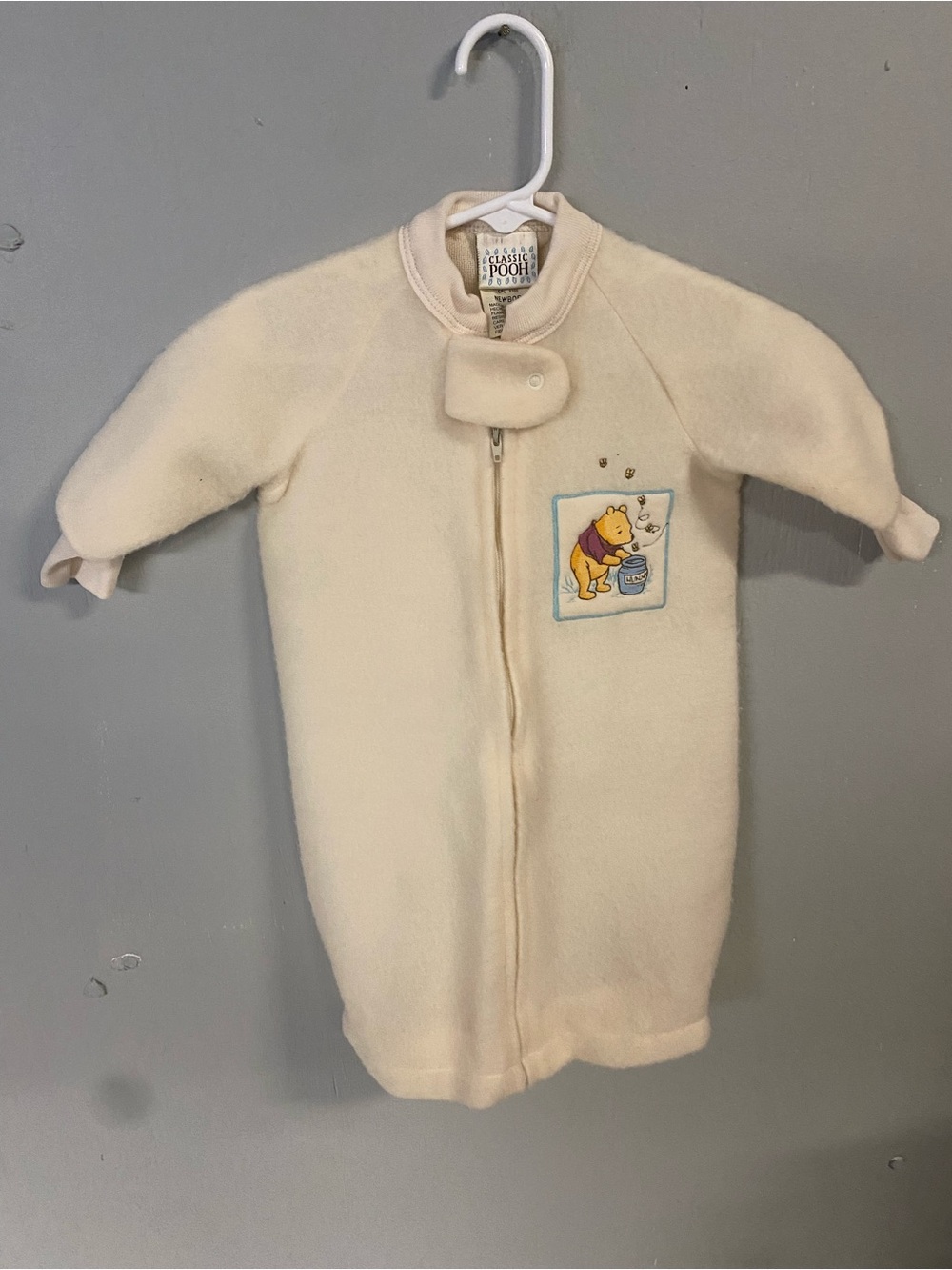 Winnie the Pooh Vintage Cream Fleece Baby Sleep Sack, Size Newborn
